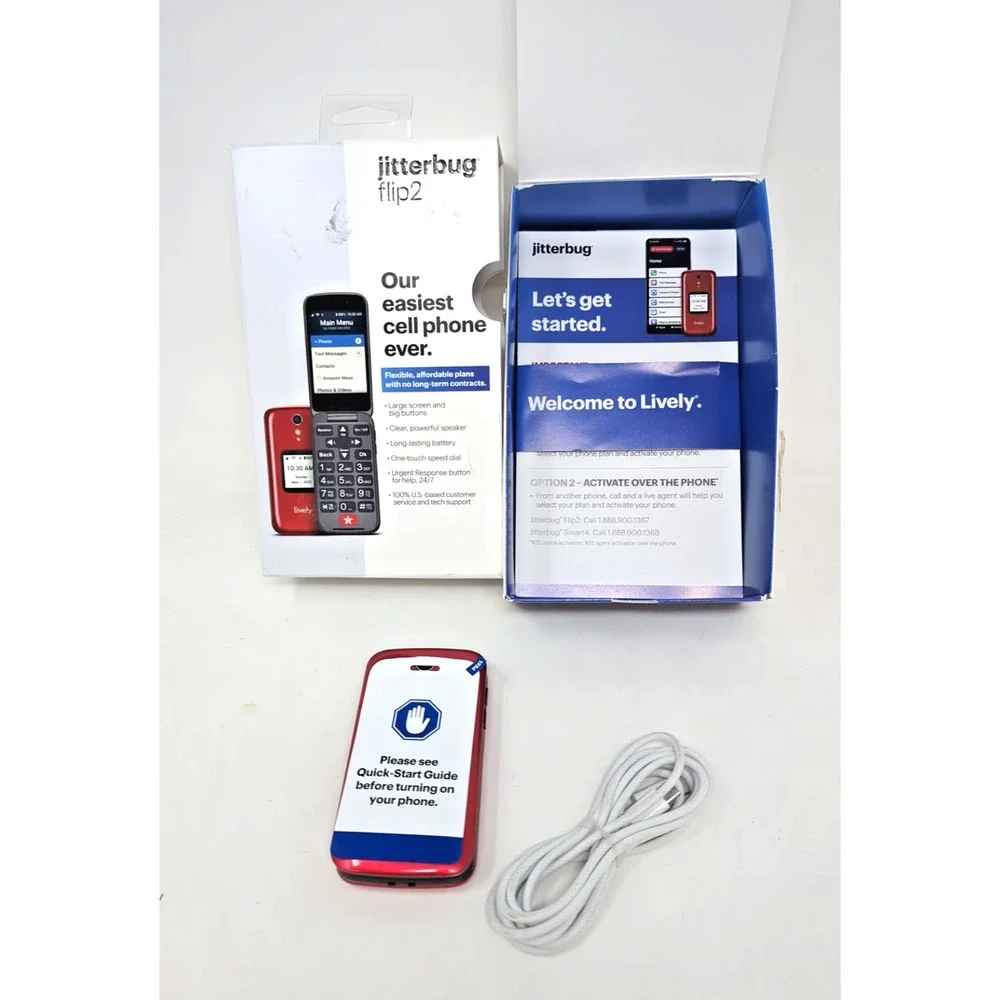 Jitterbug Flip2 Cell Phone for Seniors - Red never used fast shipping